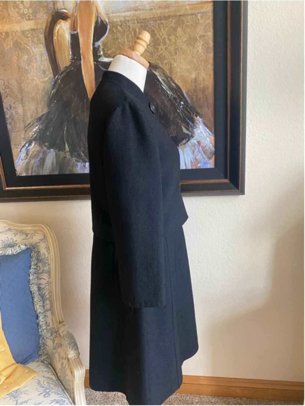 Women's Celine Black Wool Blend Cropped Blazer Jacket US 10/42 & Matching Dress - Picture 13 of 13